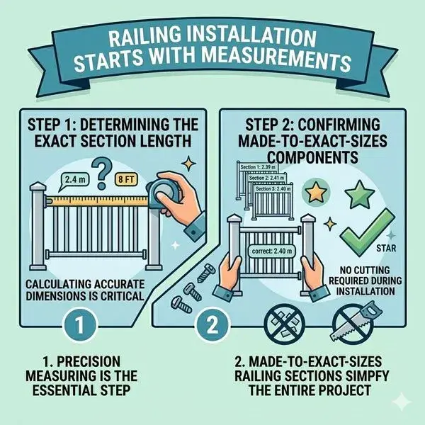railing installation start with measurements